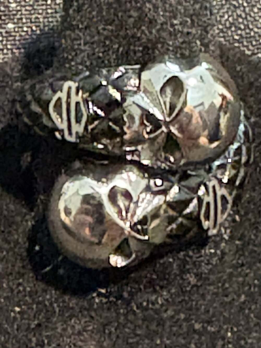 HARLEY DAVIDSON DOUBLE SKULL STEEL RING SIZE 10